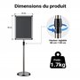 WilTec Présentoir sur pied A3 – Hauteur réglable 88-138 cm – en Aluminium et acier inox – Support Stop client pour Documents, Br