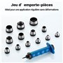 Wiltec Jeu d'emporte pièces à frapper – 13 poinçons creux, 1 poignée et Coffret – en Acier – Têtes interchangeables – Matrices d