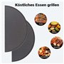 Wiltec Set 2x Plaque de gril BBQ semi-circulaire – 46,7 x 22,8 x 1,5 cm – en Fonte – Barbecue Charbon de bois ou à gaz – Grillad