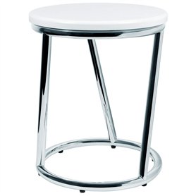 Libaro Tabouret de salle de bain Salina - Design exceptionnel - Métal chromé brillant - Assise blanche ronde - Pour salle de bai