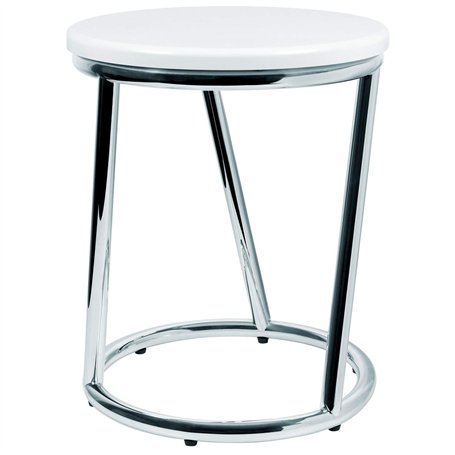 Libaro Tabouret de salle de bain Salina - Design exceptionnel - Métal chromé brillant - Assise blanche ronde - Pour salle de bai