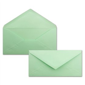 Lot de 50 enveloppes à lettres vert menthe - DIN long - 110 x 220 mm (11 x 22 cm) - Fermeture humide sans fenêtre - Idéal pour l