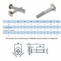 Lot de 6 vis de carrosserie M6 x 120/120 avec collet carré DIN 603 A2 en acier inoxydable