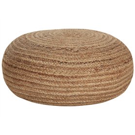 Pouf Rond Style Boho Tressage en Jute ⌀ 50 cm Beige Naturel Tifelt