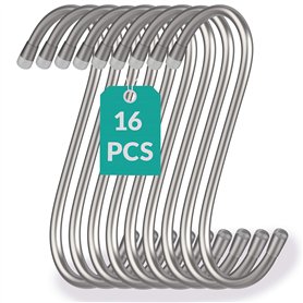 Praknu 16 Crochets en Forme de S en Acier Inox - 12cm - Charge jusqu'à 25kg - Crochet de Suspension Multifonctionnel