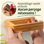 Praknu Porte Papier Toilette Bois sans Percage - Bambou Durable et Ecologique - Fixation Facile - S'accroche au Mur