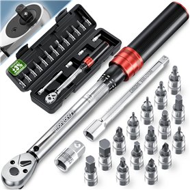 Monzana® Clé dynamométrique 1/4' 1-25 NM ±3% 18 pièces acier CV extension boîte de rangement vélo moto set complet clé de serrag