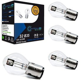 LIGHTWORLD24 Lot de 4 ampoules halogènes BA20d S2 35/35W 12V pour moto – Phare ultra-lumineux feux de route et croisement pour s