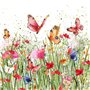 Servietten Blumen Lot de 20 serviettes de table prairie fleurie pleine de papillons - Fleurs - Printemps été - Décoration de tab