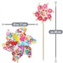COM-FOUR® 2X Moulin à Vent - Roues pneumatiques colorées avec bâton en Bois - Carillon éolien avec Motif Floral - éoliennes rési