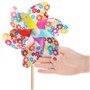COM-FOUR® 2X Moulin à Vent - Roues pneumatiques colorées avec bâton en Bois - Carillon éolien avec Motif Floral - éoliennes rési