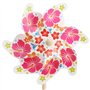 COM-FOUR® 2X Moulin à Vent - Roues pneumatiques colorées avec bâton en Bois - Carillon éolien avec Motif Floral - éoliennes rési