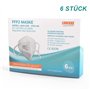 LUBEXXX FFP2 Lot de 6 masques respiratoires anti-poussière emballés individuellement hygiéniques certifiés CE Stella EU 2016/425