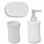 damaloo Ensemble de 3 accessoires de salle de bain en céramique - Blanc - Avec distributeur de savon