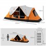 Outsunny Tente de camping tunnel pour 8 personnes, avec crochets lumineux, fenêtre en maille, 2 pièces, coupe-vent, tente famili