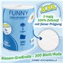 Funny Jumbo Lot de 6 rouleaux d'essuie-tout XXL - 2 couches - 100% cellulose absorbante - 300 feuilles/rouleau - Avec poignée de