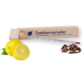 Lantelme Thermomètre à thé verre dans une boîte en bois Thermomètre analogique pour eau de thé dans un verre à thé Tasse de thé