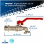 Ew-haustechnik Robinet en laiton nickelé à poignée Rouge pour raccord au mur 1/2"