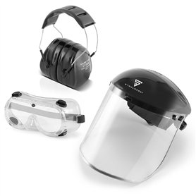 STAHLWERK Kit de sécurité AS-2 Lunettes de protection Protection auditive Ecran facial Visière Coquille anti-bruit Protection pa