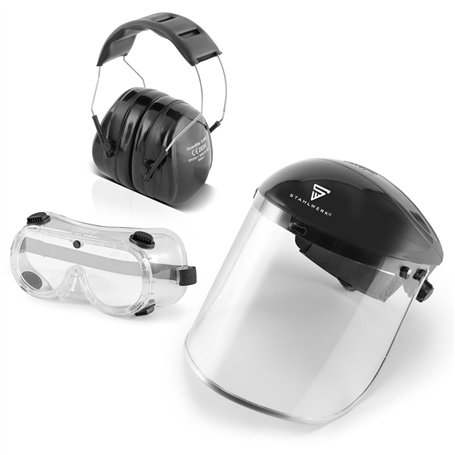 STAHLWERK Kit de sécurité AS-2 Lunettes de protection Protection auditive Ecran facial Visière Coquille anti-bruit Protection pa