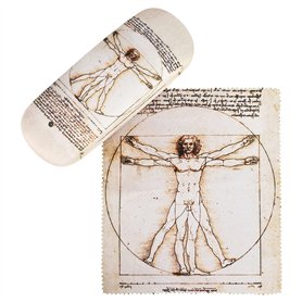 VON LILIENFELD Étui Lunettes Léonard de Vinci : L'homme de Vitruve Chiffon de Nettoyage Boîte Robuste Cadeau Étui Lunettes de So