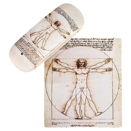 VON LILIENFELD Étui Lunettes Léonard de Vinci : L'homme de Vitruve Chiffon de Nettoyage Boîte Robuste Cadeau Étui Lunettes de So