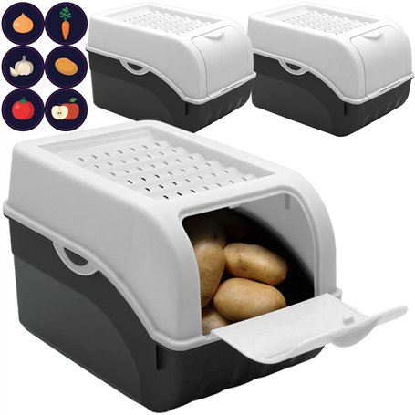 ARTECSIS Lot de 3 Boîtes de Conservation Alimentaire 5L - Blanche + 6 Stickers/Fruit
