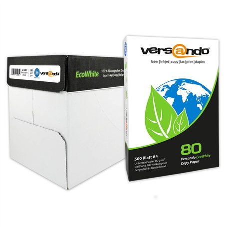 Versando - Papier Écologique Multi-usage A4 80g - Papier recyclé - Ramettes de 2500 feuilles