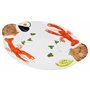 Lashuma Plat de Service Ovale Fait Main en céramique Italienne au Design Fruits de mer - Grande Assiette de Service - 50 x 32 cm