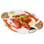 Lashuma Plat de Service Ovale Fait Main en céramique Italienne au Design Fruits de mer - Grande Assiette de Service - 50 x 32 cm