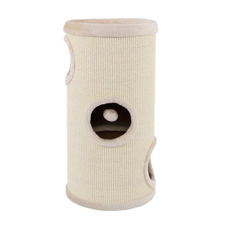 lionto Tonneau griffoir en sisal avec Balle de Jeu et Bord en Peluche