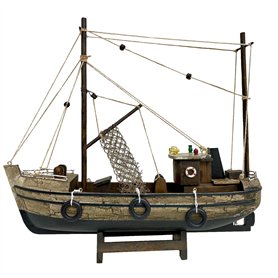 aubaho Modèle de Navire Maquette de Navire de pêche Bois 30cm Pas de kit