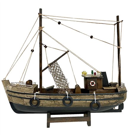 aubaho Modèle de Navire Maquette de Navire de pêche Bois 30cm Pas de kit