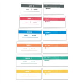 Lot de banderoles pour billets en euro. Contenu : 60 banderoles pour billets de banque