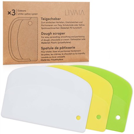 Set de coupe pâte: 3 raclettes à pâte pour la pâtisserie - Spatule couteau pour la cuisine - Materiel boulangerie coupe gateau L