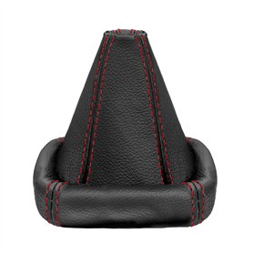 L&P A0026 Soufflet de levier de vitesses 100 % en cuir véritable En noir avec piqûre rouge