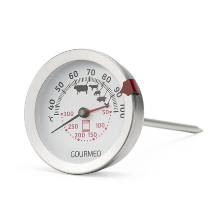 GOURMEO Thermomètre à Viande 2 en 1 - Indicateur en Acier Inoxydable pour Four Électrique ou à Gaz - Pour Température Viande et