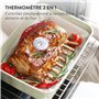GOURMEO Thermomètre à Viande 2 en 1 - Indicateur en Acier Inoxydable pour Four Électrique ou à Gaz - Pour Température Viande et 