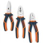 Presch Jeu de 3 pinces - Lot professionnel avec pince à becs 1/2 rond, pince coupante 160 mm et pince universelle 180 mm - Set d