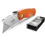 Presch Cutter à lame fixe - Cutter professionnel pliant très tranchant en métal avec 10 lames de rechange pour moquettes et tapi