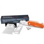 Presch Cutter à lame fixe - Cutter professionnel pliant très tranchant en métal avec 10 lames de rechange pour moquettes et tapi