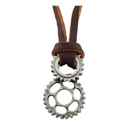 Hanessa Bijoux pour hommes en cuir véritable collier homme collier homme roue dentée patineur cadeau de Noël pour petit ami/homm