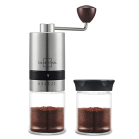 SILBERTHAL Moulin A Café Manuel - Acier INOX - 6 Niveaux Réglables - Broyeur Portable Grains De Café - avec Récipient De Stockag