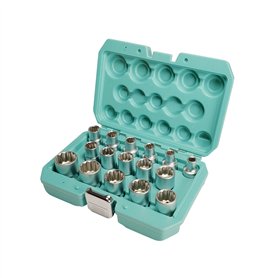 Jeu de douilles 12 clés 1/2 pouce 16pcs 8-24mm de WIESEMANN 1893 I Douilles en acier Q-30 I Jeu de douilles multi-dents I Avec b