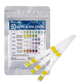 One+Step 50 bandelettes de test de piscine - testeur d'eau 6-en-1 - testeur de piscine pour piscine/aquarium