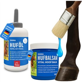 Emma Set Cheval Huile pour Sabots avec Brosse + baume pour Sabots I Soins des Sabots I Graisse pour Sabots Poney I Gel pour Sabo