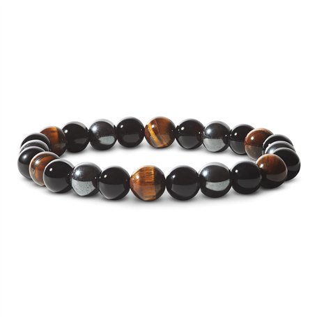 PURAJA Bracelet de protection en pierres précieuses véritables | Triple protection grâce aux pierres de protection: Tourmaline