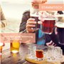 Smart Planet - Plateau de service pour eau-de-vie - En bois de hêtre - 8 verres à eau-de-vie - Avec inscription « Schnapsrunde »