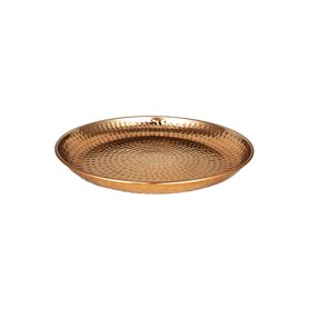Plateau de Service Marocain en Métal cuivre Mia 40cm Rond | Petit Plateau décoratif de Table de Thé Design Oriental | Plat pour