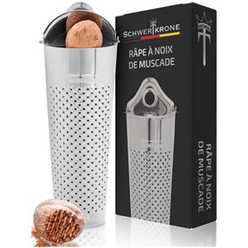 Schwertkrone Râpe à Muscade 11 cm Acier Inoxydable avec Rangement - Râpe a Noix de Muscade - Pratique pour Râper Muscade